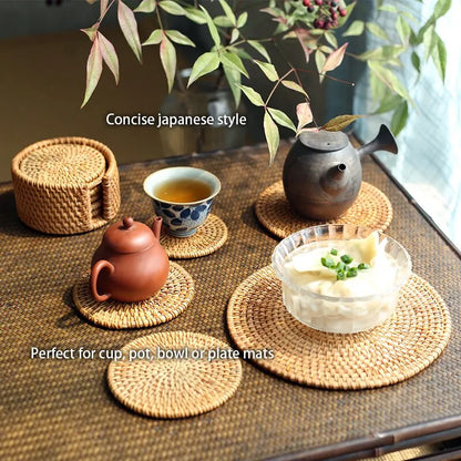 6Pcs Drink Coasters Set for Tea Accessories round Tableware Placemat Dish