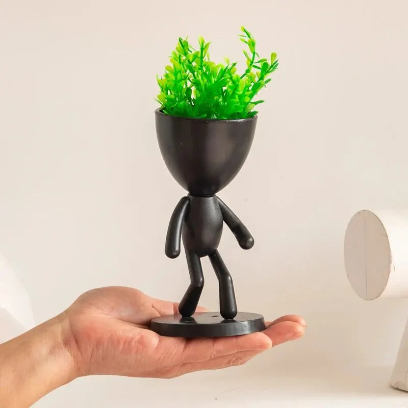 Character Shape with Plant Decoration, Personality Creative Office Simple Crafts