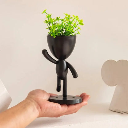 Character Shape with Plant Decoration, Personality Creative Office Simple Crafts