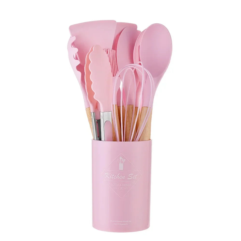 12PCS Food Grade Silicone Kitchen Cookware Utensils Set