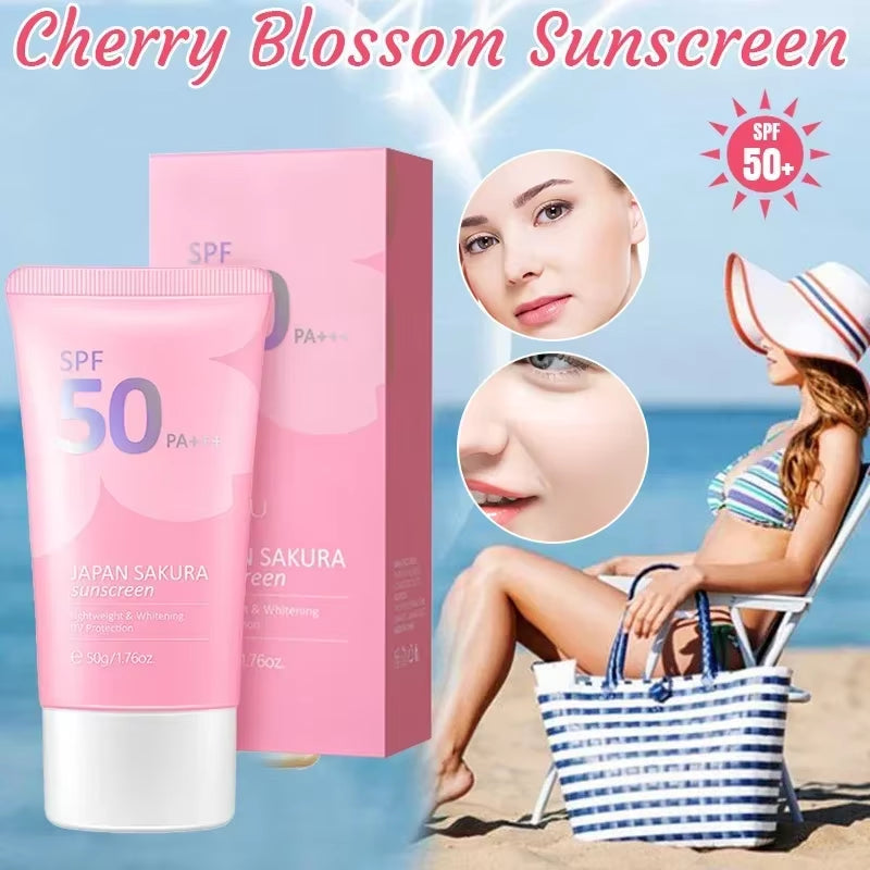 Sakura Sunscreen Spf50 Moisturizer Body Whitening Protector Facial Sun Block Isolation Lotionbloqueador Solar Faciales