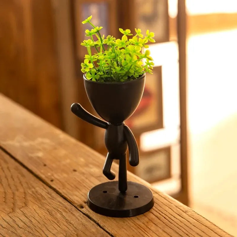 Character Shape with Plant Decoration, Personality Creative Office Simple Crafts