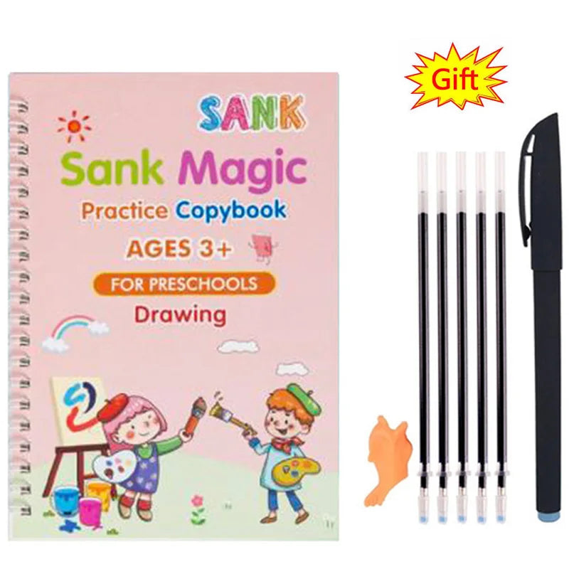 Free Shipping SANK Copybooks Pen Magic Copy Book Free Wiping Children'S Kids Writing Sticker Practice Copybook for Calligraphy