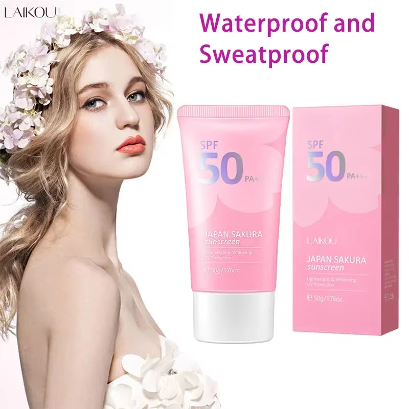 Sakura Sunscreen Spf50 Moisturizer Body Whitening Protector Facial Sun Block Isolation Lotionbloqueador Solar Faciales