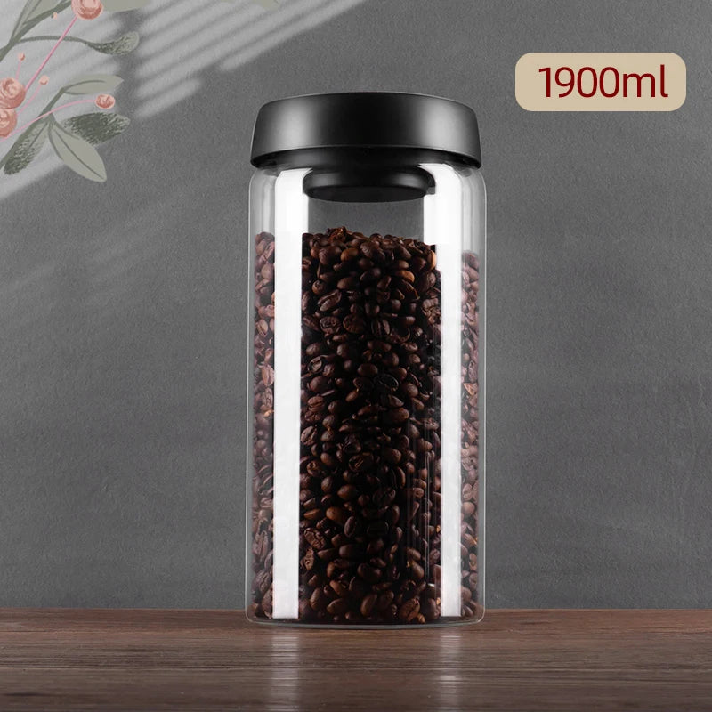 Vacuum Sealed Coffee Bean Glass Airtight Storage Jars