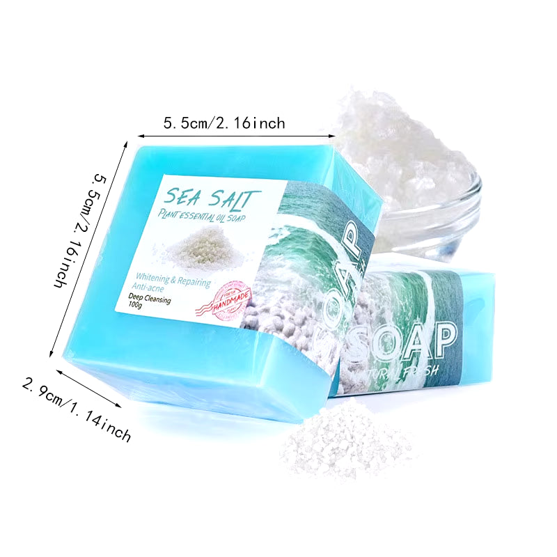 Natural Sea Salt Soap, 3.5 Oz Each, for All Skin Types, Organic Goat Milk, Body/Face/Hand Cleansing Skin Care Products