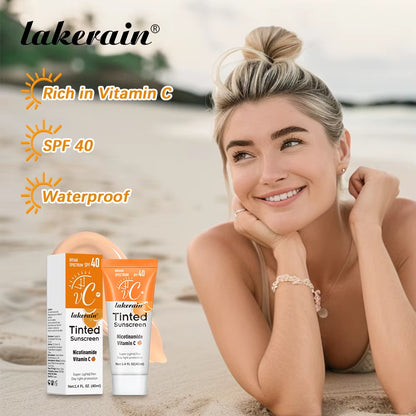 Vitamin C Tinted Sunscreen with SPF 40 Hydrating Mineral Sunscreen with Zinc Oxide & Titanium UV Protectio Dioxide Healthy Glow