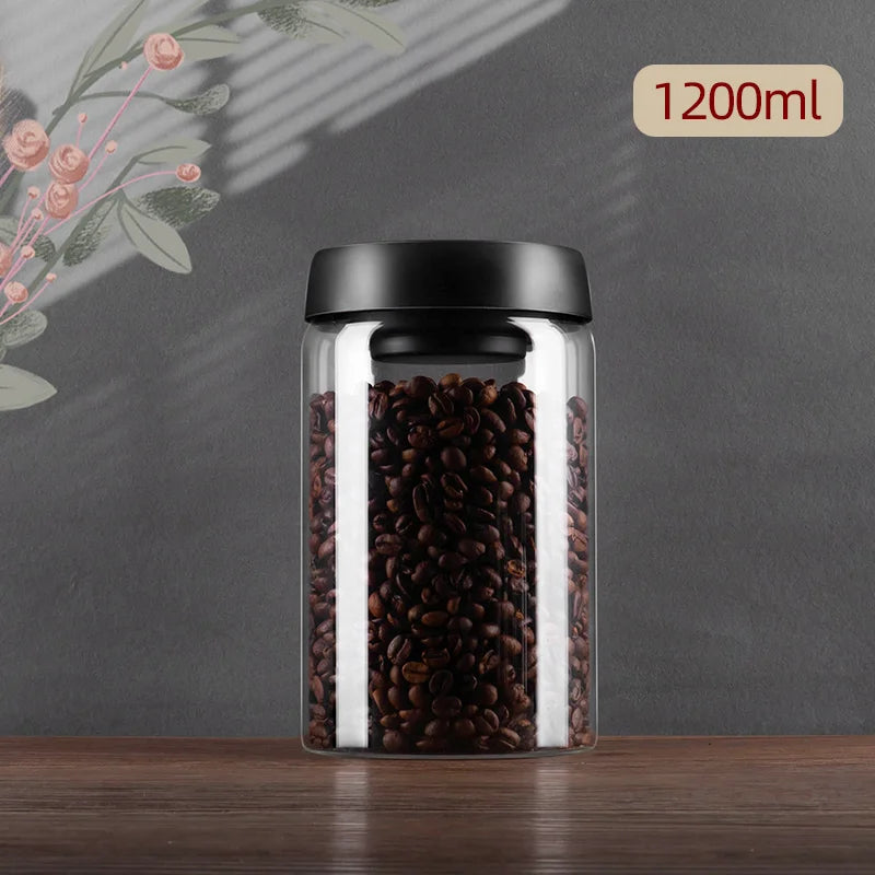 Vacuum Sealed Coffee Bean Glass Airtight Storage Jars