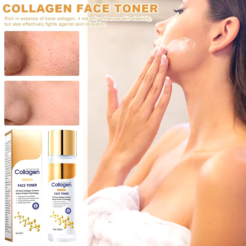 NEW Collagen Face Toner Moisturizing Water Brightening Lifting 120Ml Deep Facial Cleanser for Young Glowy Skin Care