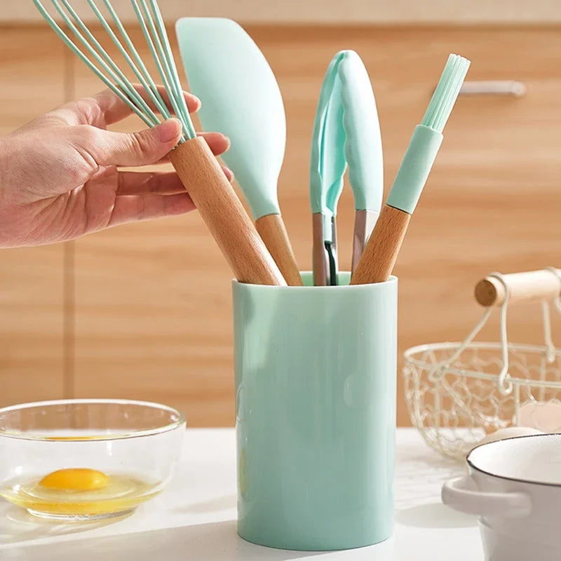 12PCS Food Grade Silicone Kitchen Cookware Utensils Set