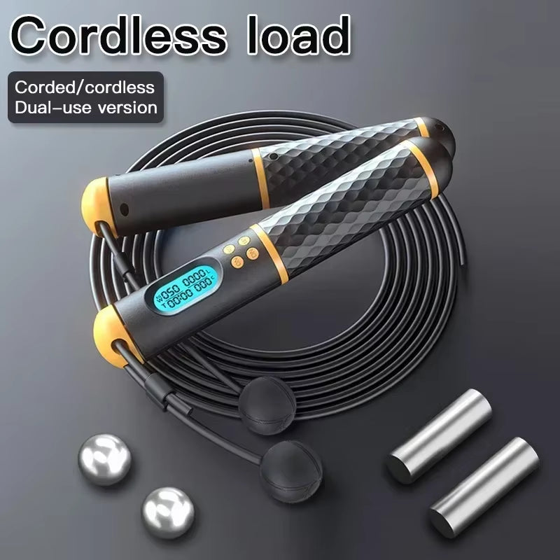 2 in 1 Multifun Skipping Rope with Digital Counter Speed Professional Ball Bearings and Non-Slip Handles Jumps and Calorie Count