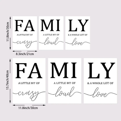 3PCS Frameless Simple Black White FAMILY Wall Canvas For Living Room Home Decor