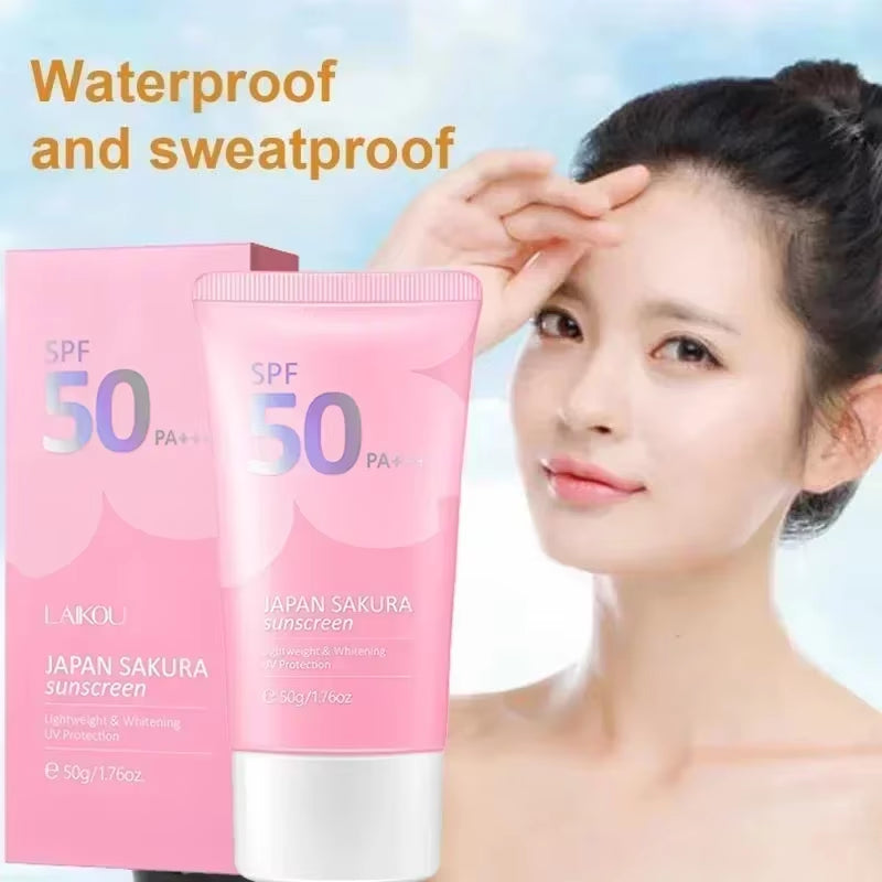 Sakura Sunscreen Spf50 Moisturizer Body Whitening Protector Facial Sun Block Isolation Lotionbloqueador Solar Faciales