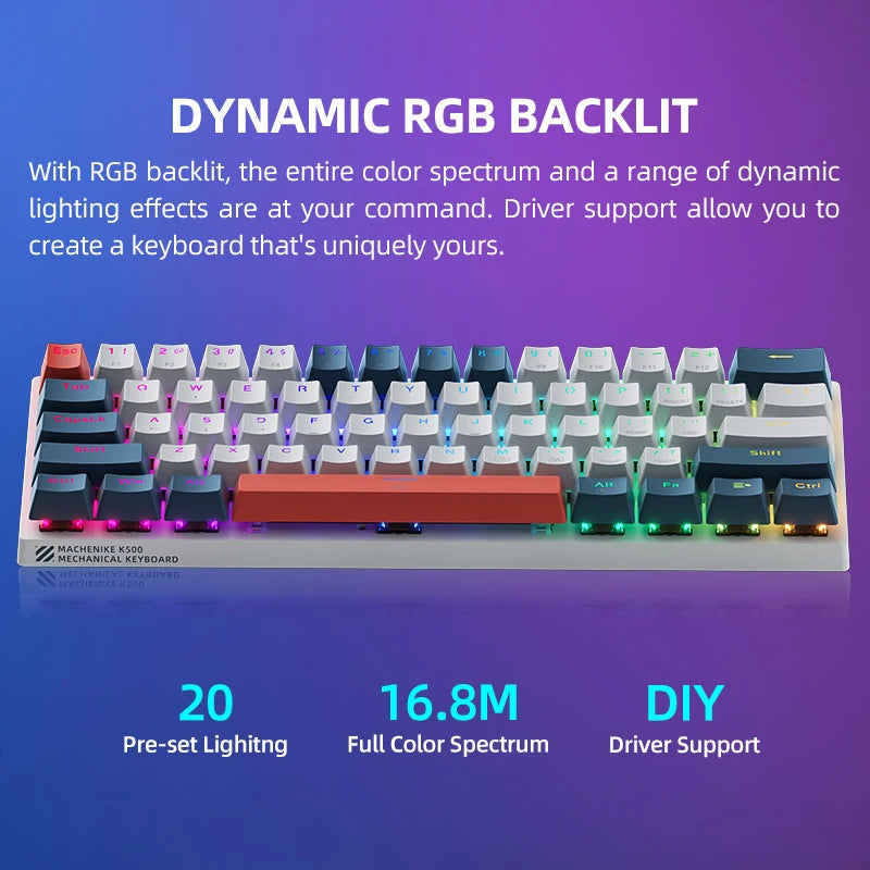 Machenike K500-B61 Mini Mechanical Hot-Swappable RGB Backlit  60% Wired Keyboard