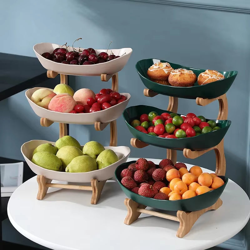 Dinnerware Kitchen Fruit Bowl Partitioned Wooden Tableware Dishes