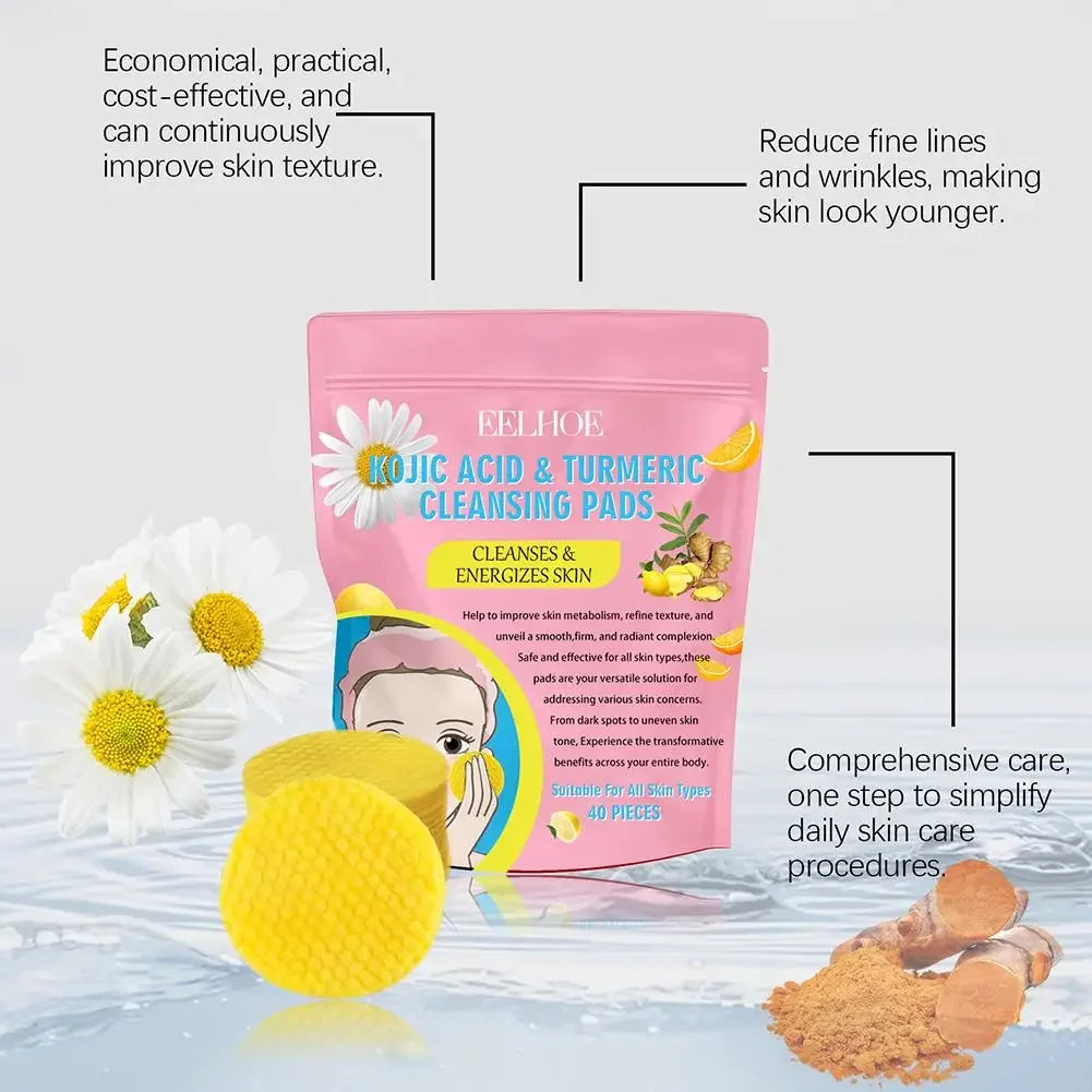 Turmeric Kojic Acid Facial Exfoliating Cleansing Pads