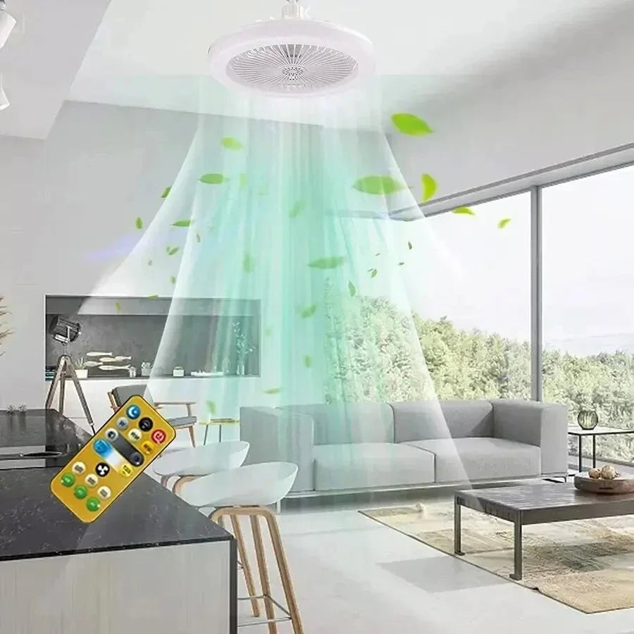 Smart 3-In-1 Ceiling Fan with Remote Control Lighting Lamp E27 Converter Base 85-265V Lighting Base for Bedroom and Living Room