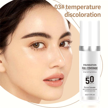 30Ml Color Changing Foundation Liquid Colour Changwing Warm Skin Tone Foundation Makeup, Waterproof Long Lasting Moisturizing