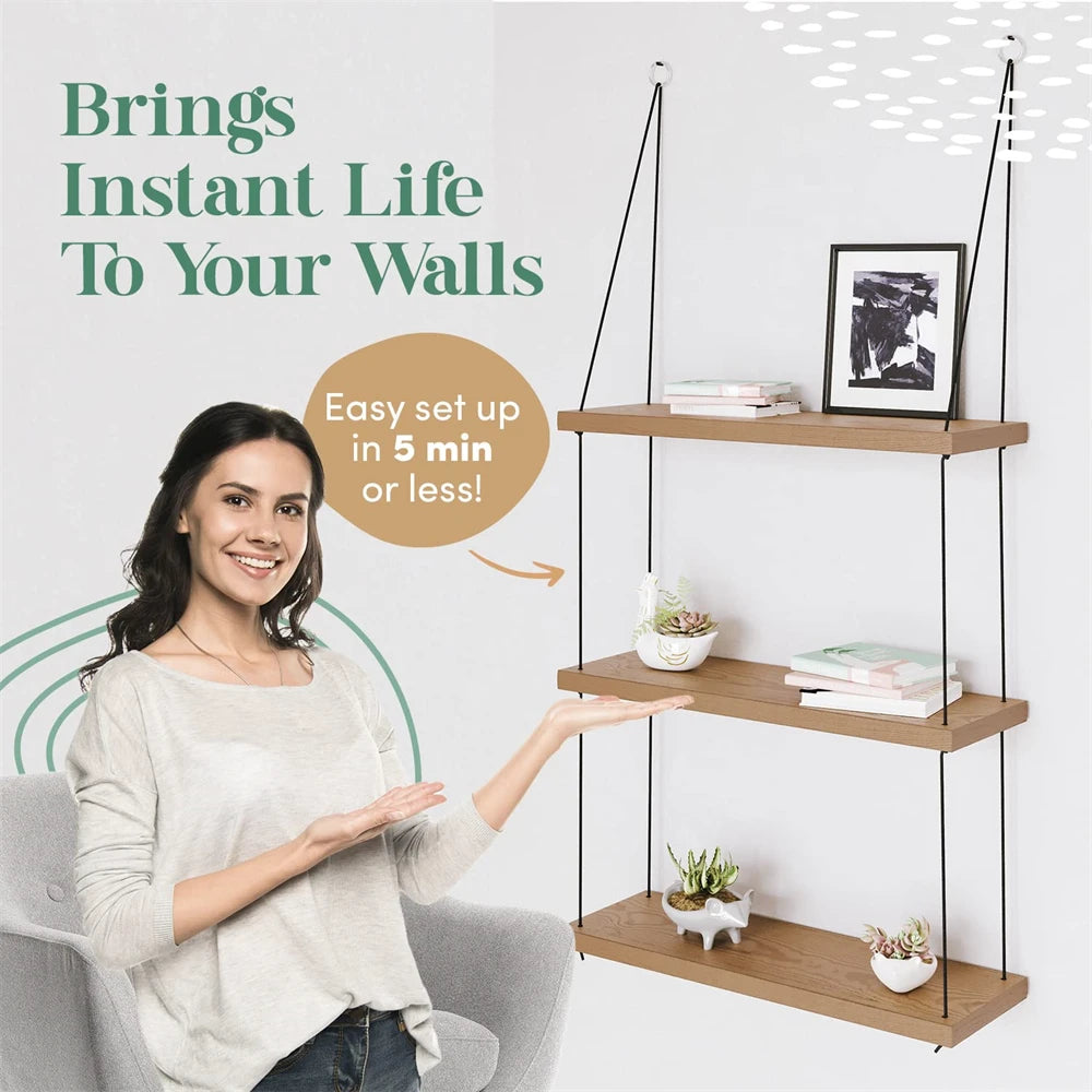 Wood Floating Shelf 3 Tier for Wall Living Room Decoration