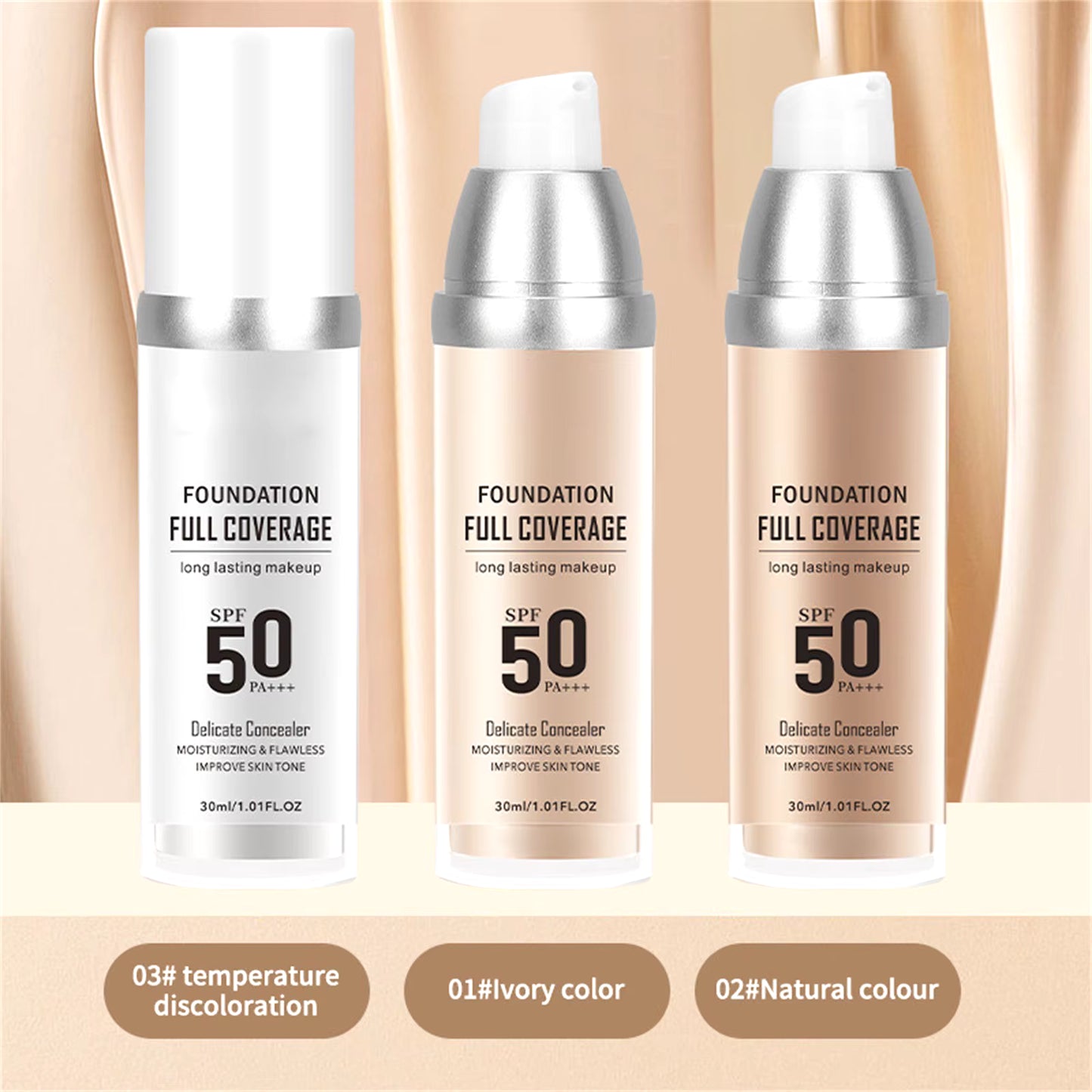 30Ml Color Changing Foundation Liquid Colour Changwing Warm Skin Tone Foundation Makeup, Waterproof Long Lasting Moisturizing