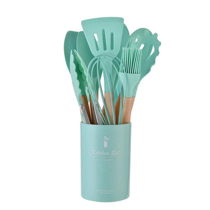 12PCS Food Grade Silicone Kitchen Cookware Utensils Set