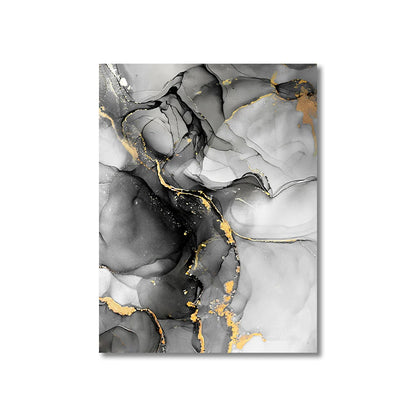 3PCS Frameless Abstract Black and White Gold Marble Art Canvas Painting