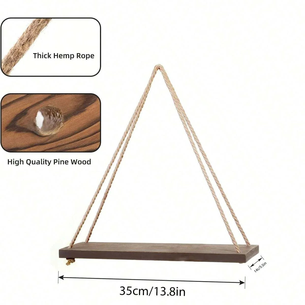 1PCS Hanging Rope with Wooden Rack Wall Decoration