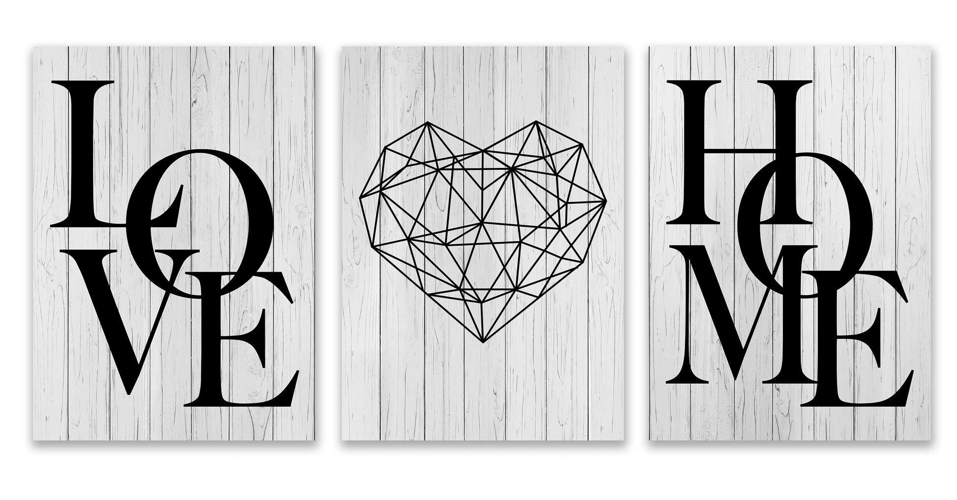 3Pcs Love Home Diamond Heart Letter Canvas Prints