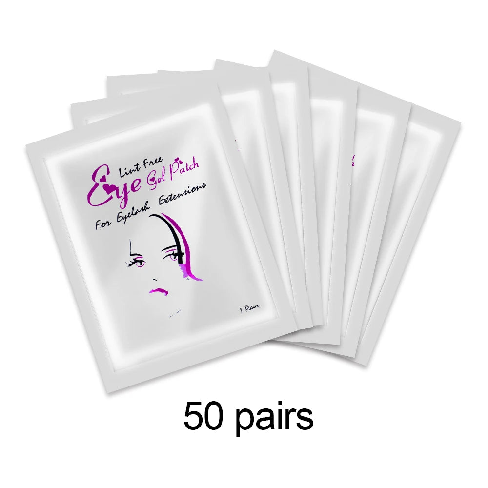 50 Pairs Eyelash Extension Patch Hydrogel Patches Gel Pad Makeup Lash Lift Tools under Eye Patch Pads for Eyelash Extension