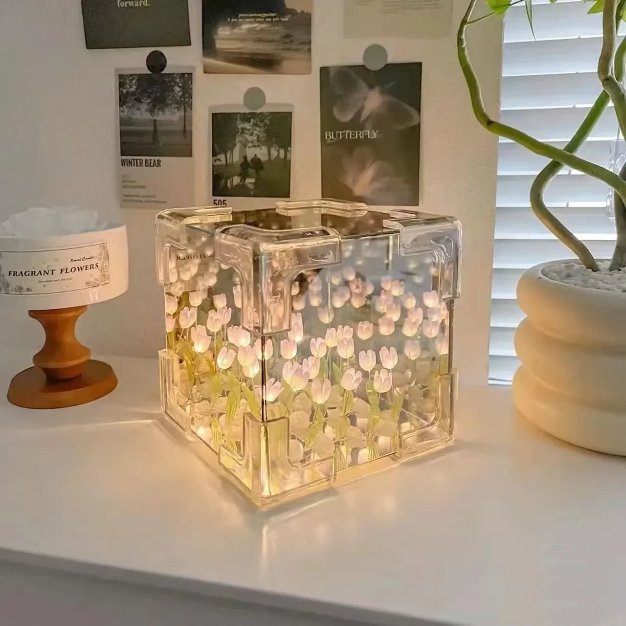 Creative DIY Tulip Flower Three-Dimensional Lamp Cube 