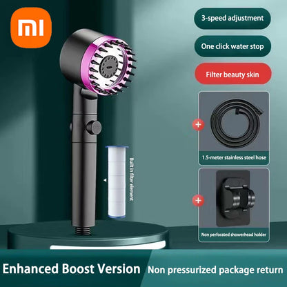 XIAOMI High Pressurized Filter Shower Head 3-Mode Adjustable Spray with Massage Brush