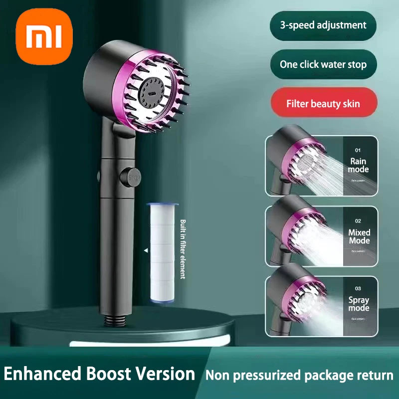 XIAOMI High Pressurized Filter Shower Head 3-Mode Adjustable Spray with Massage Brush