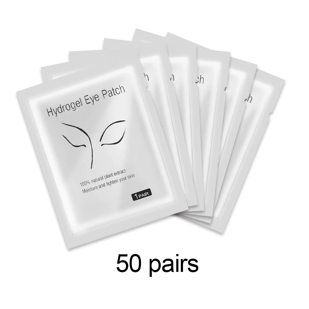 50 Pairs Eyelash Extension Patch Hydrogel Patches Gel Pad Makeup Lash Lift Tools under Eye Patch Pads for Eyelash Extension