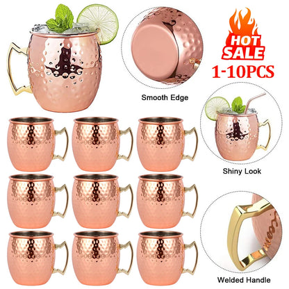 10-1Pcs Drinking Copper Stainless Steels Cups Set