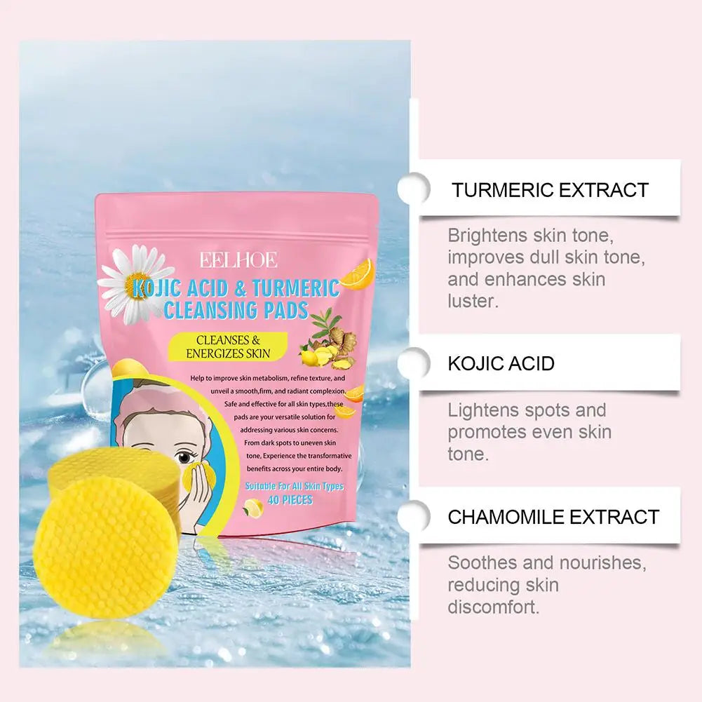 Turmeric Kojic Acid Facial Exfoliating Cleansing Pads