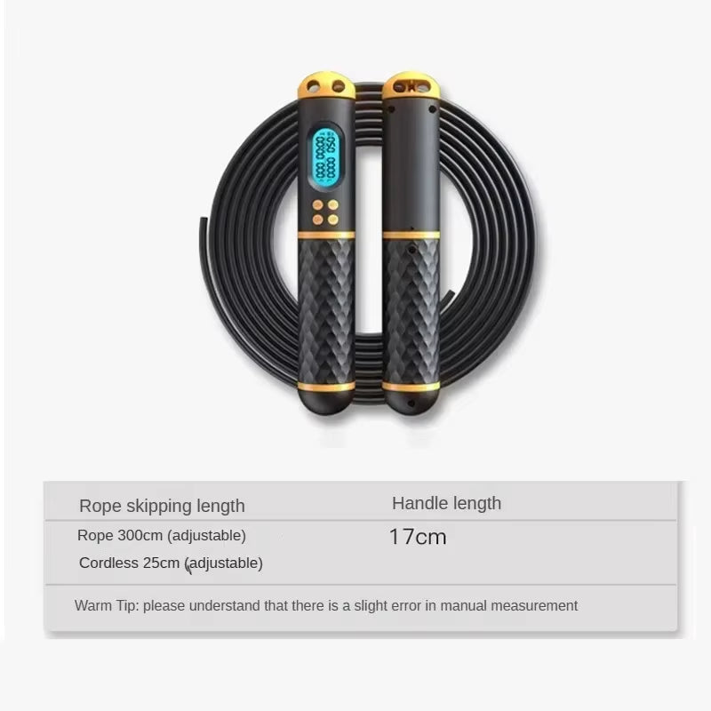 2 in 1 Multifun Skipping Rope with Digital Counter Speed Professional Ball Bearings and Non-Slip Handles Jumps and Calorie Count