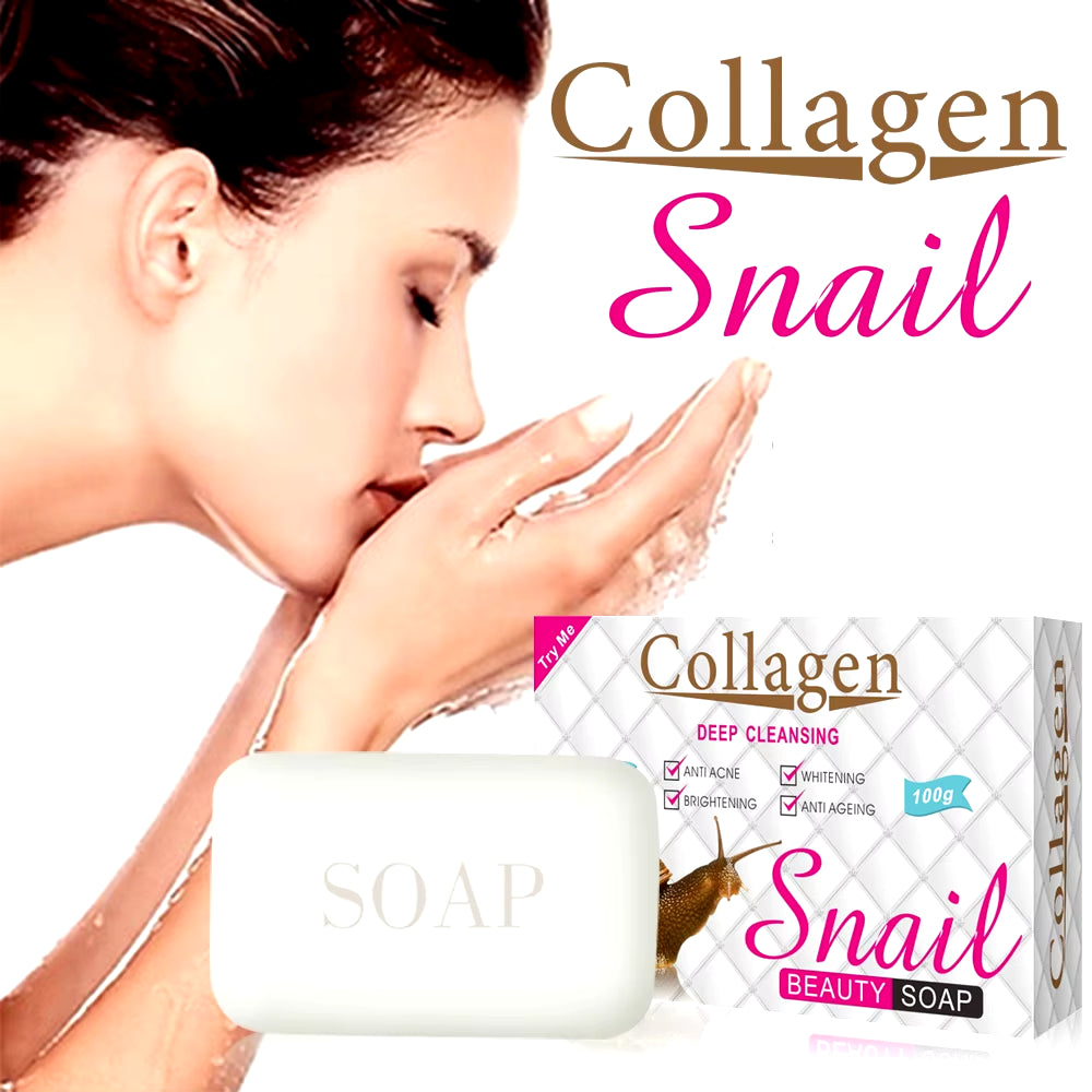 100G Snail Collagen Handmade Soap Face Body Cleansing Bleaching Soap Skin Moisturizing Brighten Hand-Crafted Soap PM6861