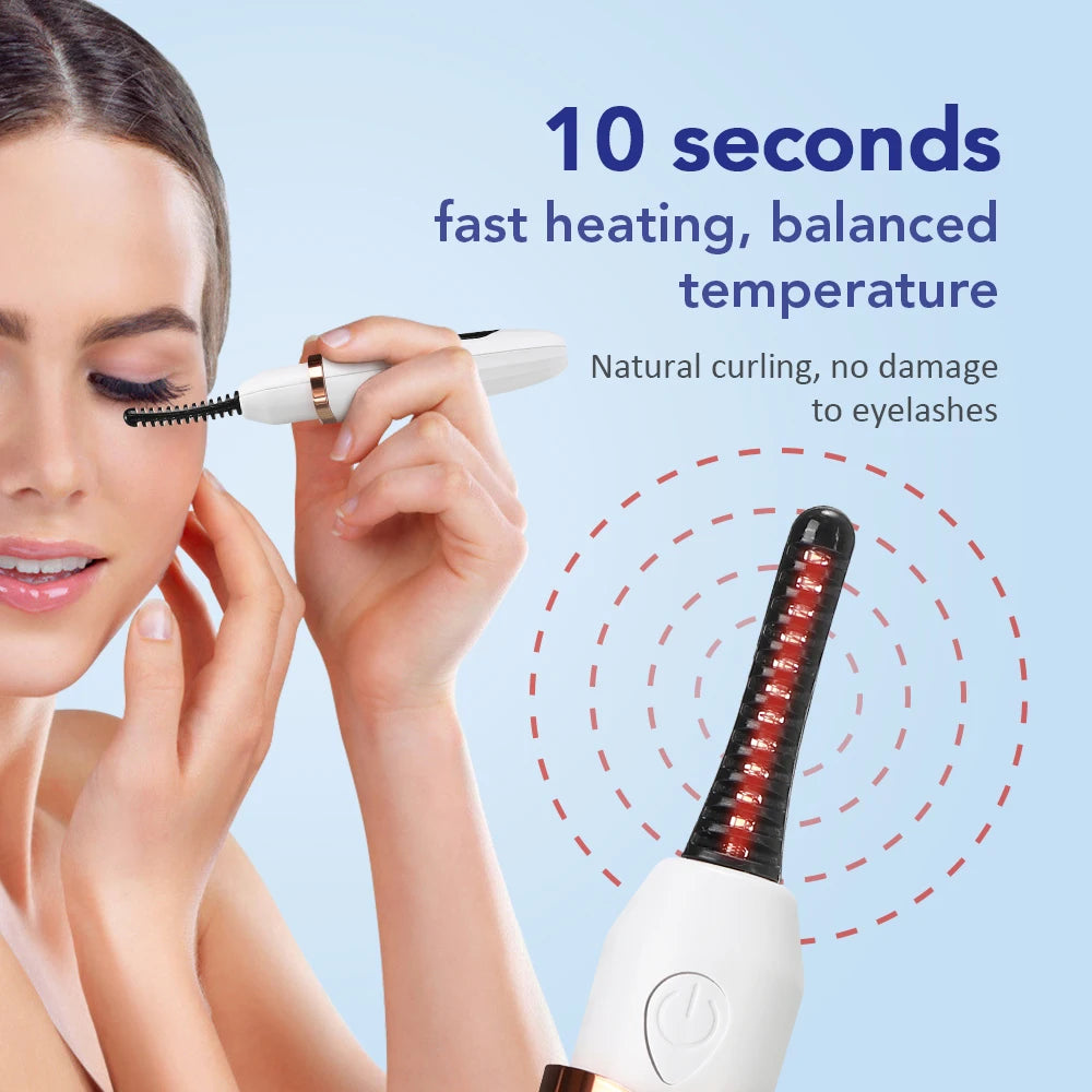 Electric Heated Eyelash Curler Portable Natural Eyelash Curling Device Long Lasting Professional Beauty Eyelash Styling