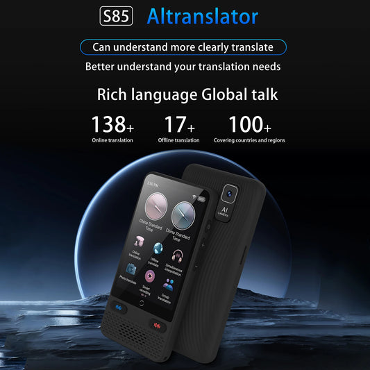 Portable Language Translator Device S85 with 138 Languages Voice Translating With Offline Translation Support & Voice Video Recording