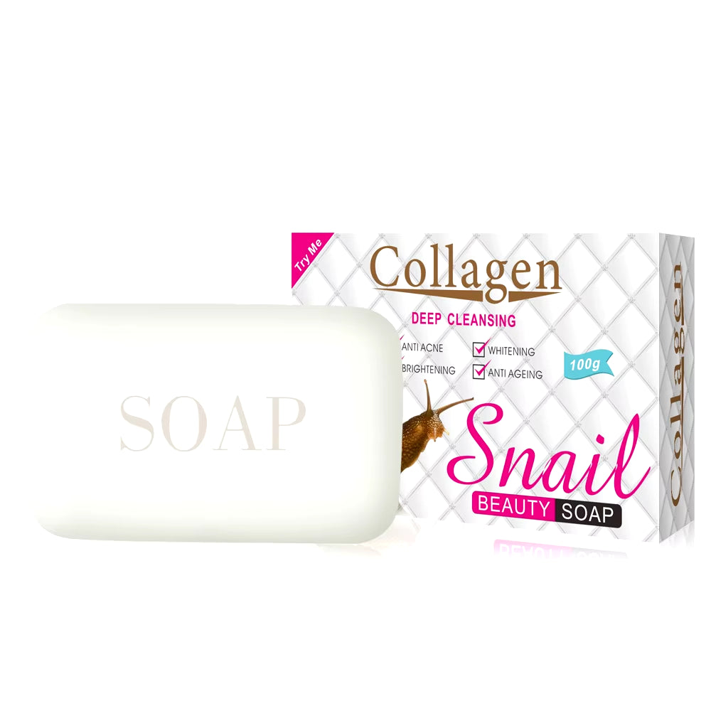 100G Snail Collagen Handmade Soap Face Body Cleansing Bleaching Soap Skin Moisturizing Brighten Hand-Crafted Soap PM6861