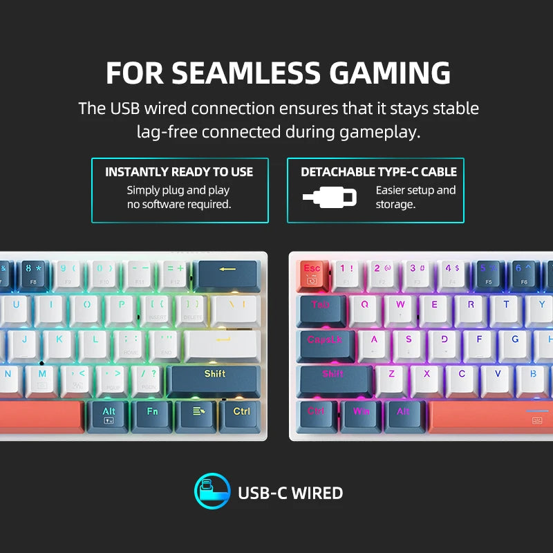 Machenike K500-B61 Mini Mechanical Hot-Swappable RGB Backlit  60% Wired Keyboard