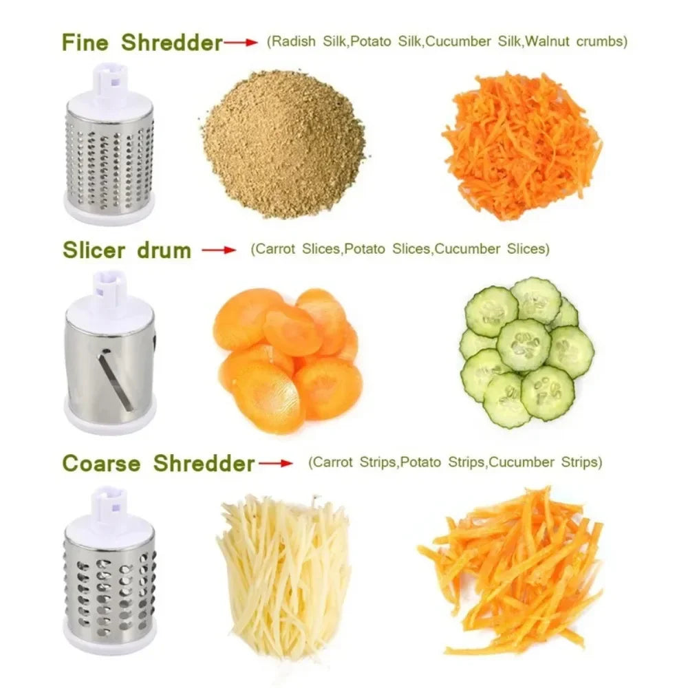 Manual Multifunctional Vegetable Cutter & Slicer With 3 Sharp Drums