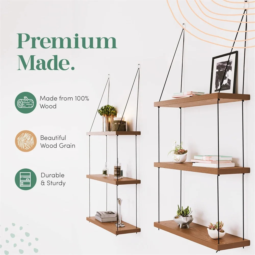 Wood Floating Shelf 3 Tier for Wall Living Room Decoration