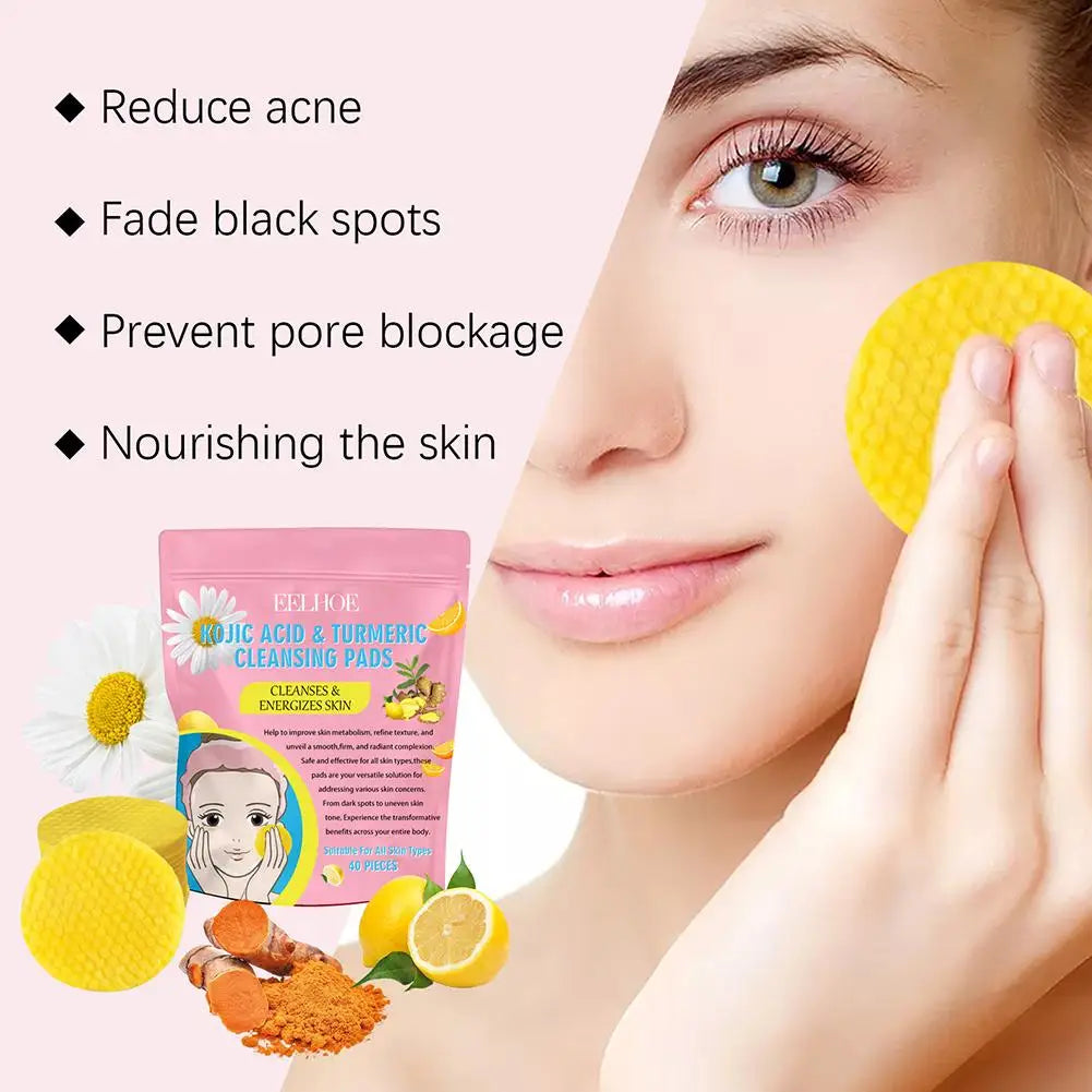 Turmeric Kojic Acid Facial Exfoliating Cleansing Pads