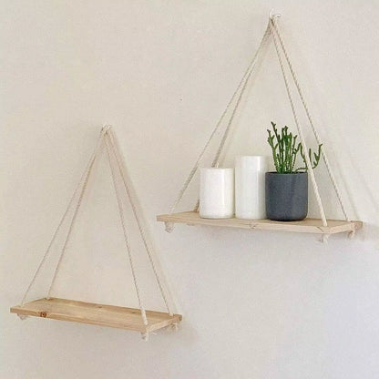 1PCS Hanging Rope with Wooden Rack Wall Decoration