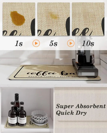 Ultra-Absorbent Large Kitchen Drying Mat - Quick-Dry Coffee & Dish Drain Pad for Effortless Cleanup