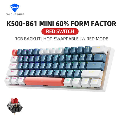 Machenike K500-B61 Mini Mechanical Hot-Swappable RGB Backlit  60% Wired Keyboard