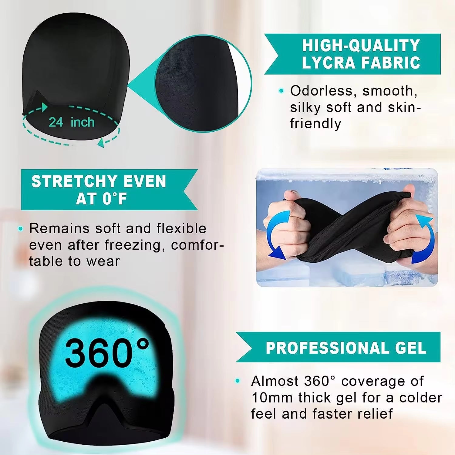 Migraine Relief Headache Hat Gel Hot Cold Therapy for Relieve Pain