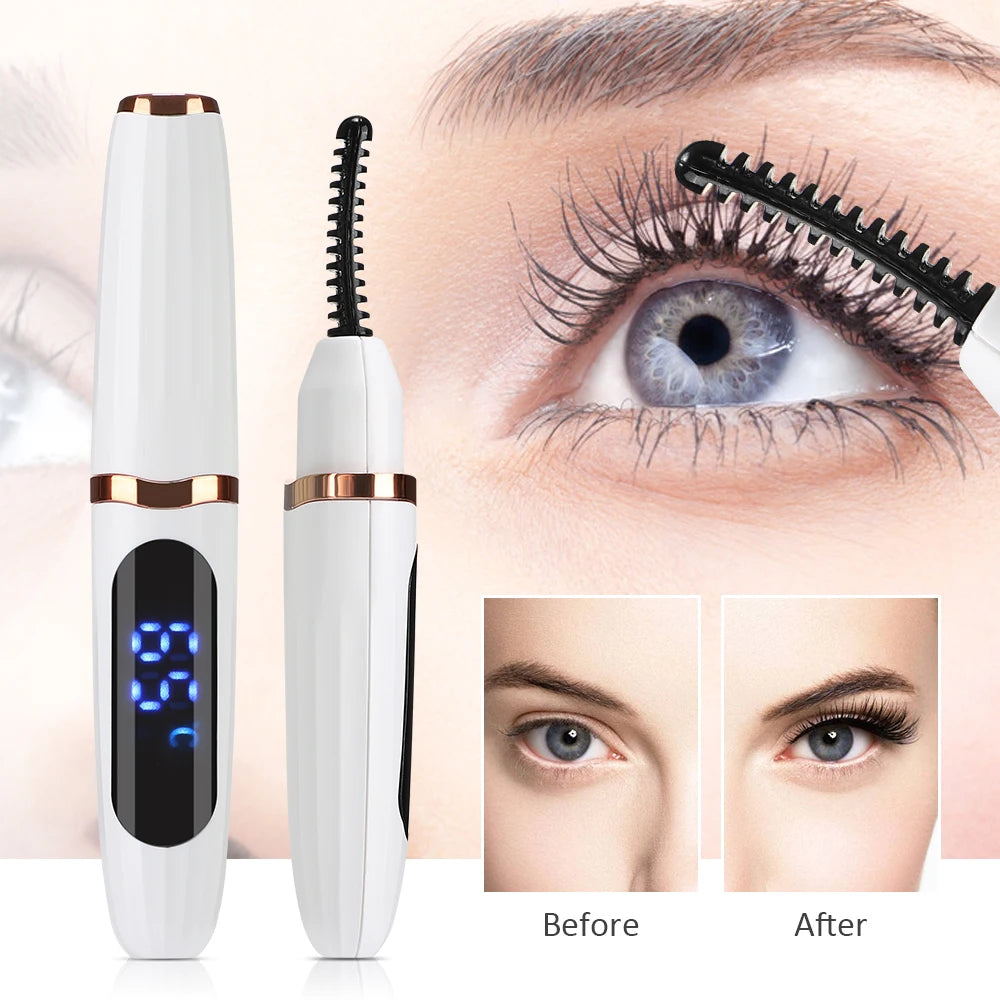 Electric Heated Eyelash Curler Portable Natural Eyelash Curling Device Long Lasting Professional Beauty Eyelash Styling