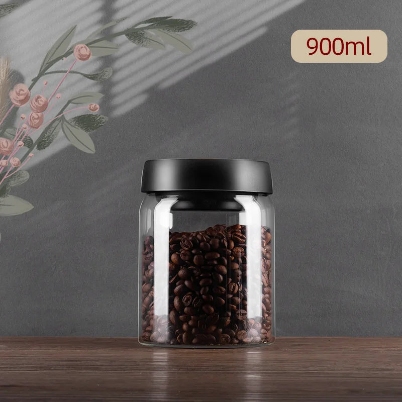 Vacuum Sealed Coffee Bean Glass Airtight Storage Jars